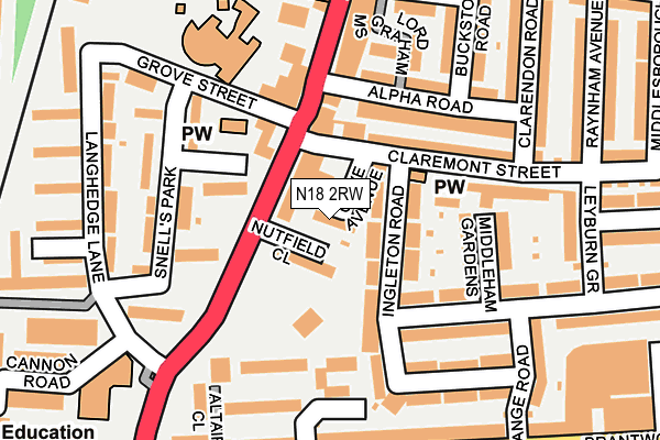 N18 2RW map - OS OpenMap – Local (Ordnance Survey)