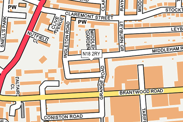 N18 2RY map - OS OpenMap – Local (Ordnance Survey)