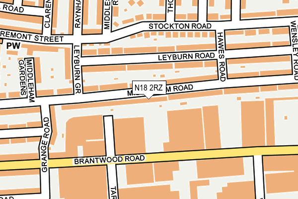 N18 2RZ map - OS OpenMap – Local (Ordnance Survey)