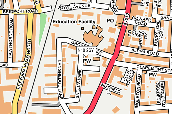 N18 2SY map - OS OpenMap – Local (Ordnance Survey)