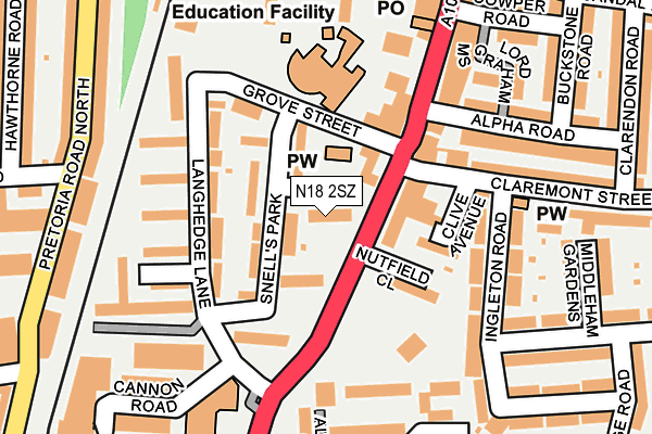 N18 2SZ map - OS OpenMap – Local (Ordnance Survey)