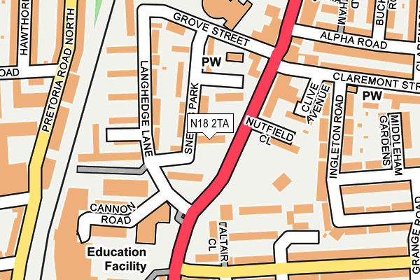 N18 2TA map - OS OpenMap – Local (Ordnance Survey)