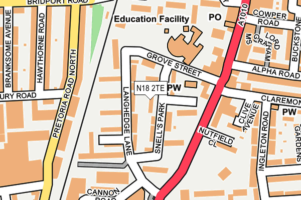 N18 2TE map - OS OpenMap – Local (Ordnance Survey)