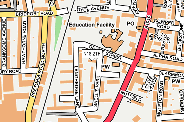 N18 2TF map - OS OpenMap – Local (Ordnance Survey)