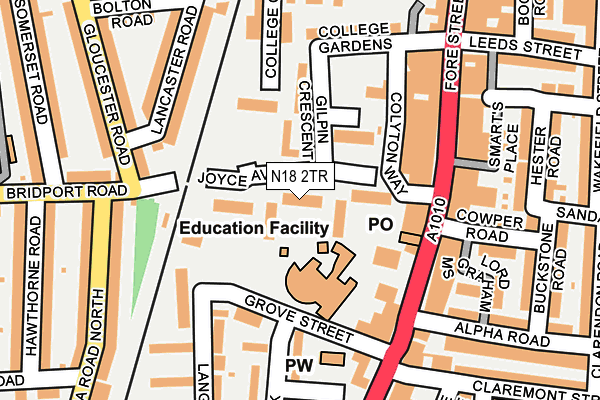 N18 2TR map - OS OpenMap – Local (Ordnance Survey)