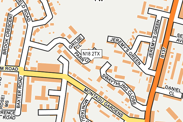 N18 2TX map - OS OpenMap – Local (Ordnance Survey)
