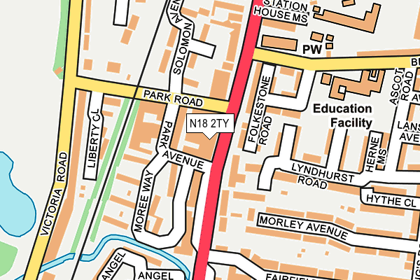 N18 2TY map - OS OpenMap – Local (Ordnance Survey)