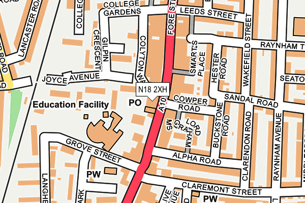N18 2XH map - OS OpenMap – Local (Ordnance Survey)