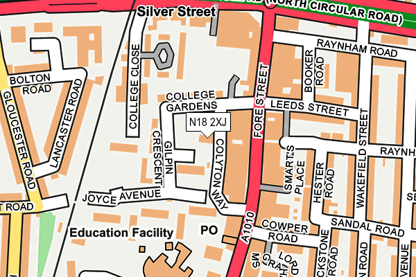 N18 2XJ map - OS OpenMap – Local (Ordnance Survey)
