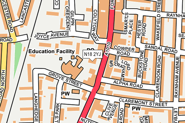 N18 2YJ map - OS OpenMap – Local (Ordnance Survey)