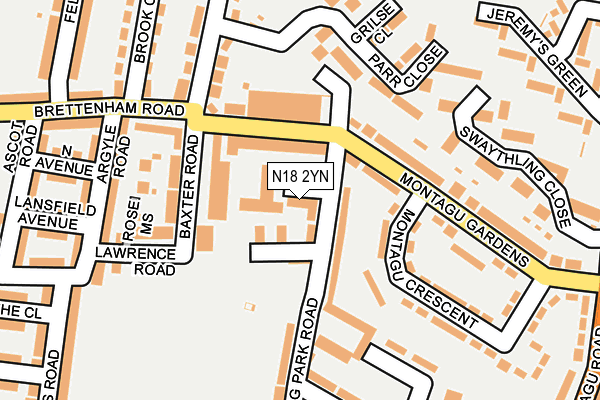 N18 2YN map - OS OpenMap – Local (Ordnance Survey)