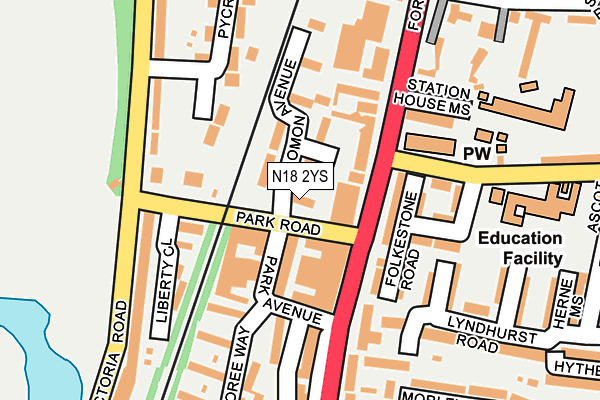 N18 2YS map - OS OpenMap – Local (Ordnance Survey)