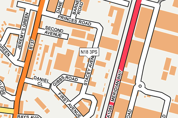 N18 3PS map - OS OpenMap – Local (Ordnance Survey)