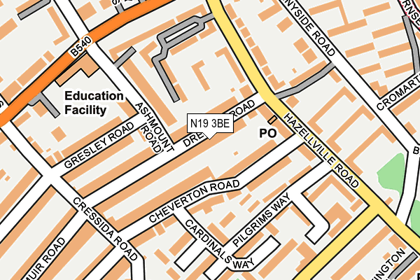 N19 3BE map - OS OpenMap – Local (Ordnance Survey)