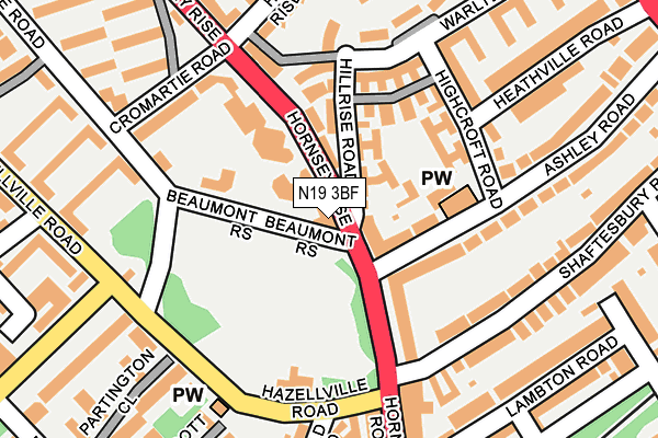 N19 3BF map - OS OpenMap – Local (Ordnance Survey)