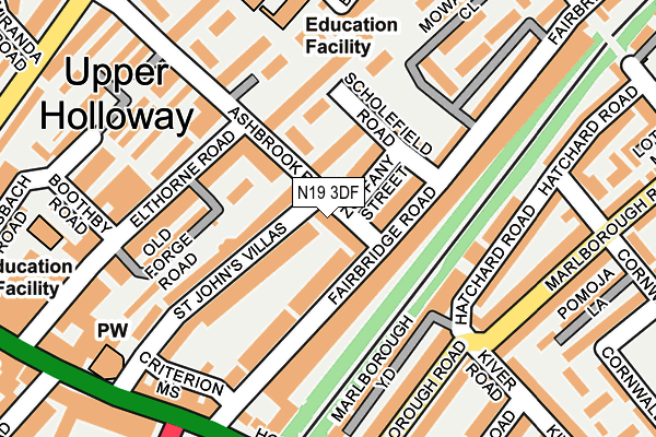 N19 3DF map - OS OpenMap – Local (Ordnance Survey)