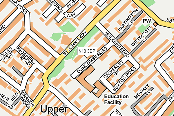 N19 3DP map - OS OpenMap – Local (Ordnance Survey)
