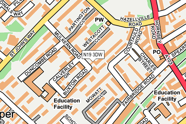 N19 3DW map - OS OpenMap – Local (Ordnance Survey)