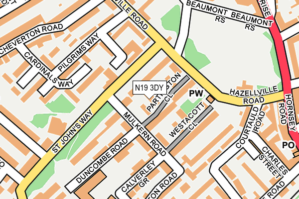 N19 3DY map - OS OpenMap – Local (Ordnance Survey)