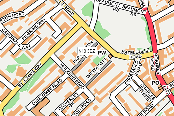 N19 3DZ map - OS OpenMap – Local (Ordnance Survey)