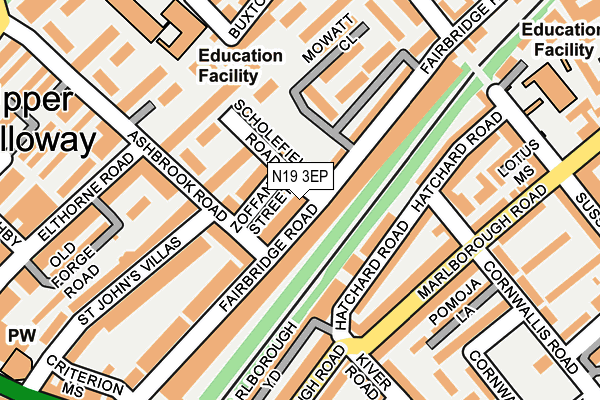 N19 3EP map - OS OpenMap – Local (Ordnance Survey)