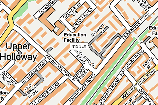 N19 3EX map - OS OpenMap – Local (Ordnance Survey)