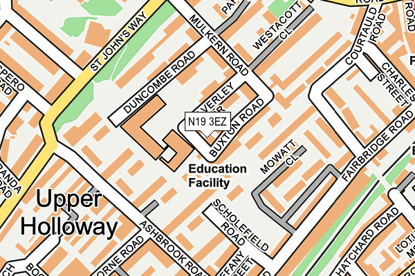 N19 3EZ map - OS OpenMap – Local (Ordnance Survey)