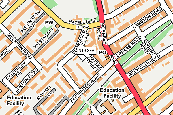 N19 3FA map - OS OpenMap – Local (Ordnance Survey)