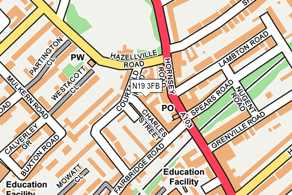 N19 3FB map - OS OpenMap – Local (Ordnance Survey)