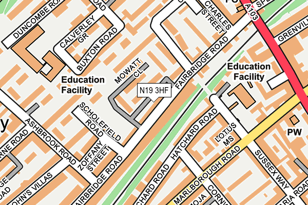 N19 3HF map - OS OpenMap – Local (Ordnance Survey)