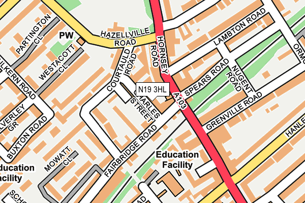 N19 3HL map - OS OpenMap – Local (Ordnance Survey)