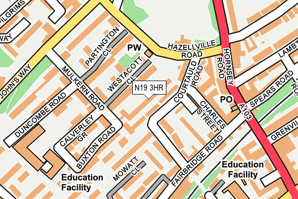 N19 3HR map - OS OpenMap – Local (Ordnance Survey)