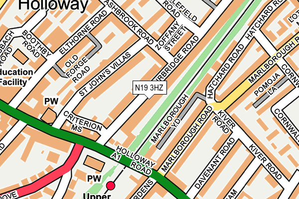 N19 3HZ map - OS OpenMap – Local (Ordnance Survey)