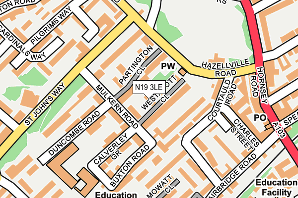 N19 3LE map - OS OpenMap – Local (Ordnance Survey)