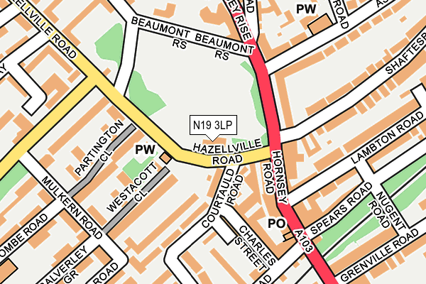 N19 3LP map - OS OpenMap – Local (Ordnance Survey)