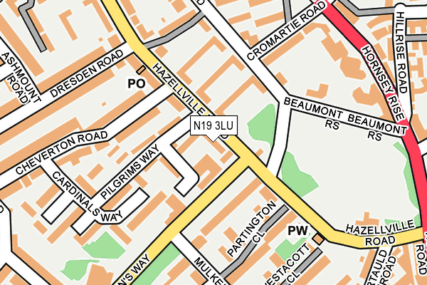 N19 3LU map - OS OpenMap – Local (Ordnance Survey)