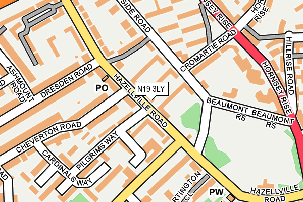 N19 3LY map - OS OpenMap – Local (Ordnance Survey)