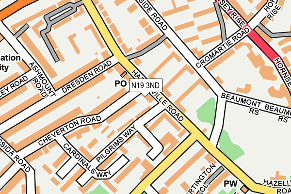 N19 3ND map - OS OpenMap – Local (Ordnance Survey)
