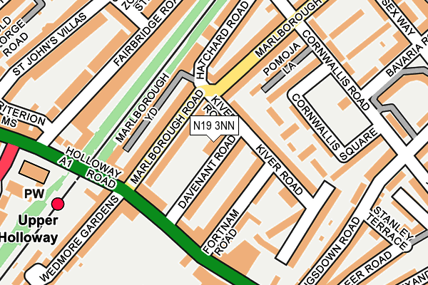 N19 3NN map - OS OpenMap – Local (Ordnance Survey)