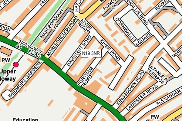 N19 3NR map - OS OpenMap – Local (Ordnance Survey)