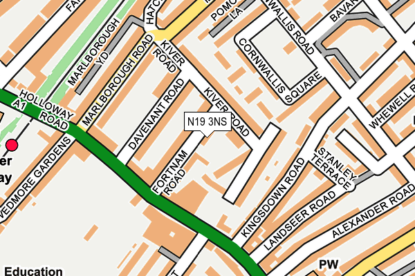 N19 3NS map - OS OpenMap – Local (Ordnance Survey)