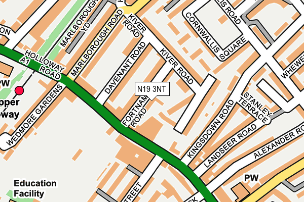 N19 3NT map - OS OpenMap – Local (Ordnance Survey)