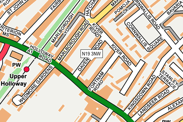 N19 3NW map - OS OpenMap – Local (Ordnance Survey)