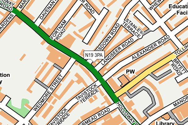 N19 3PA map - OS OpenMap – Local (Ordnance Survey)