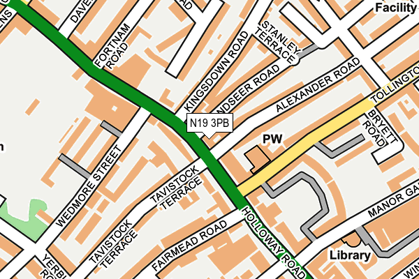 N19 3PB map - OS OpenMap – Local (Ordnance Survey)