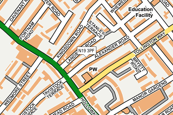 N19 3PF map - OS OpenMap – Local (Ordnance Survey)