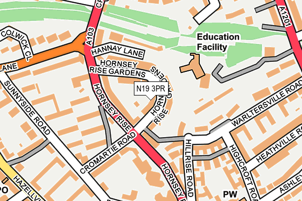 N19 3PR map - OS OpenMap – Local (Ordnance Survey)