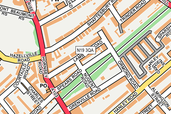 N19 3QA map - OS OpenMap – Local (Ordnance Survey)