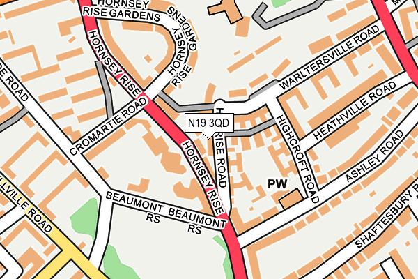 N19 3QD map - OS OpenMap – Local (Ordnance Survey)