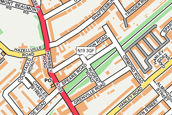 N19 3QF map - OS OpenMap – Local (Ordnance Survey)